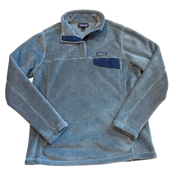 Patagonia Re Tool Snap T Polartec Fleece Womens Size XL Blue Pullover Pockets - Picture 1 of 10